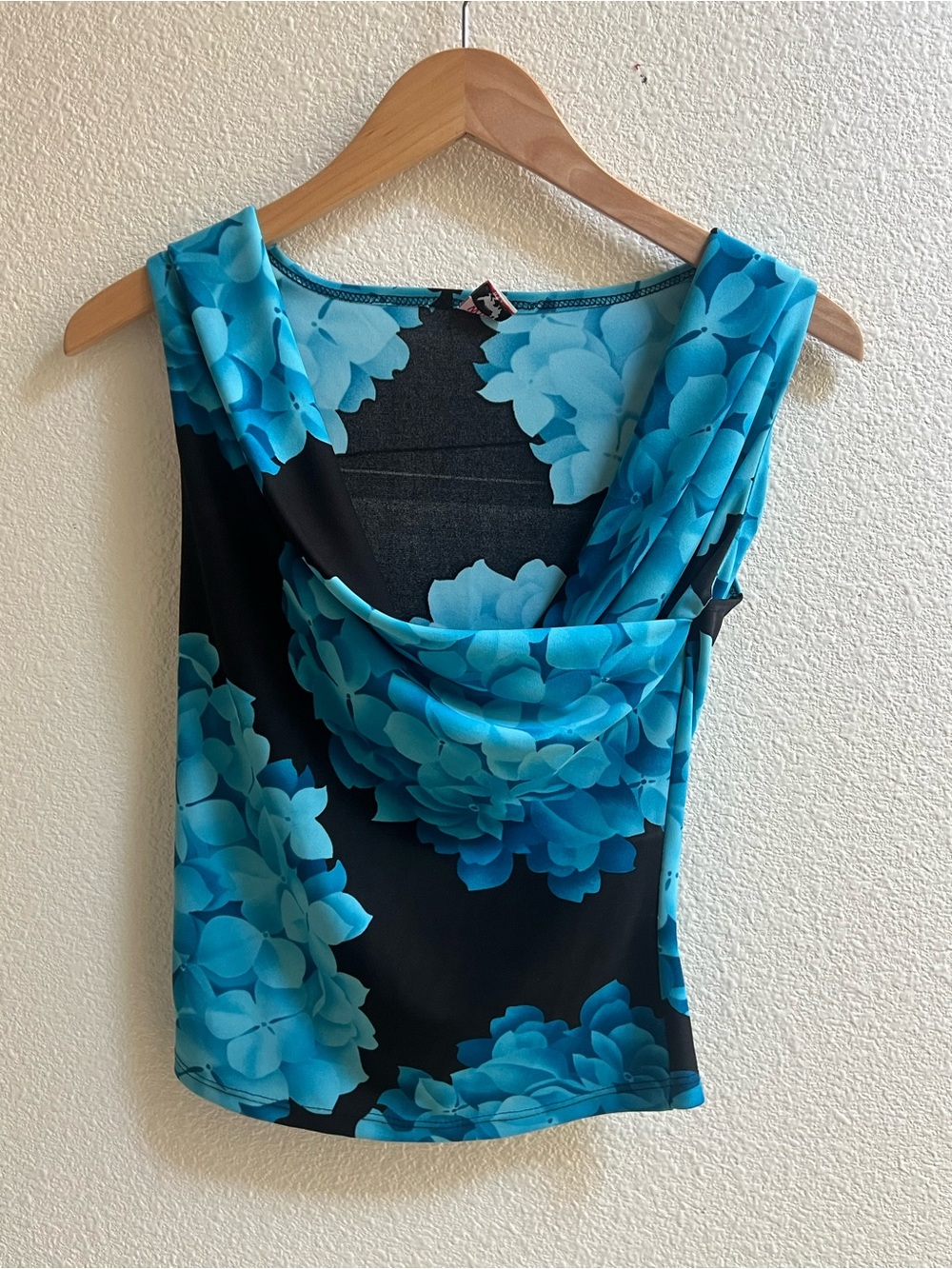 Blue Floral Draped Neck Women’s Top